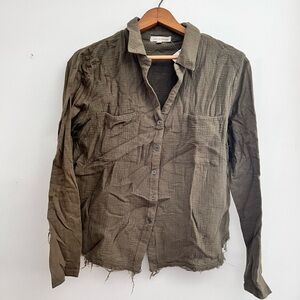 Green Button Down
